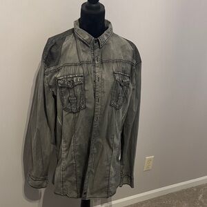 Men's Casual Button Down Shirt - Gray